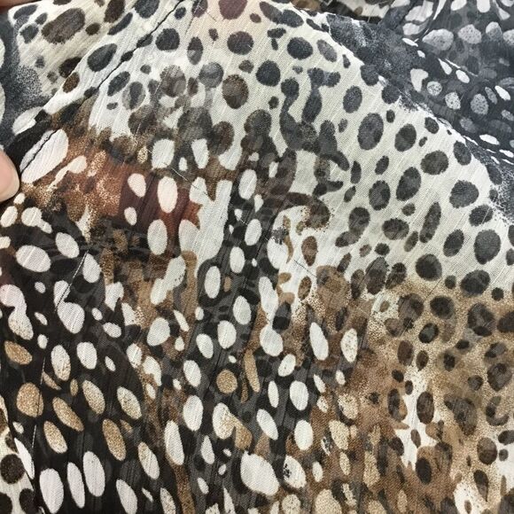 Animal Print Sheer Tie Neck Blouse (B15) - Picture 5 of 8